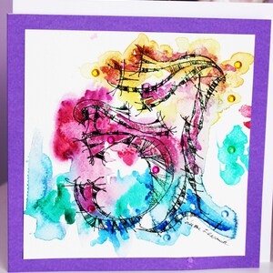 57 ° compleanno, auguri originale arte grande (8 ' x 8 '), carta dipinta a mano, carta acquerello di One-of-a-kind, carta personalizzata