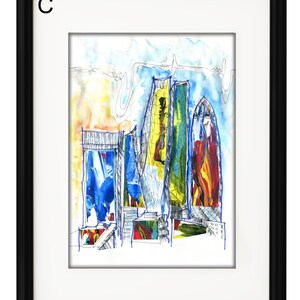 Original art, mixed media, wall art, contemporary, London city, Tower Bridge, Architectural Fantasies, unframed,  one-of-a-kind