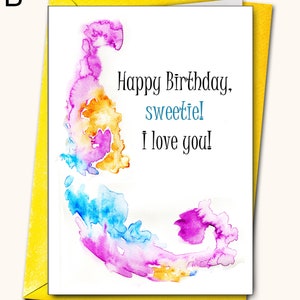 EXTRA LARGE Grußkarte zum Geburtstag, A4, (8 '' x 11 ''), personalisierte Karte, Frau, Freundin, Aquarell