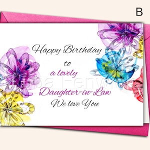 Alles Gute zum Geburtstag, Schwiegertochter, Grußkarte, personalisierte Karten, handgefertigt