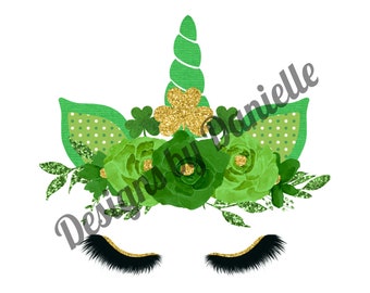 St Paddy's Day clover unicorn sublimation png digital download 300dpi