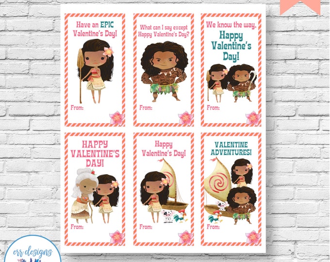 Moana Valentines, Moana Valentine's Day Cards - Etsy