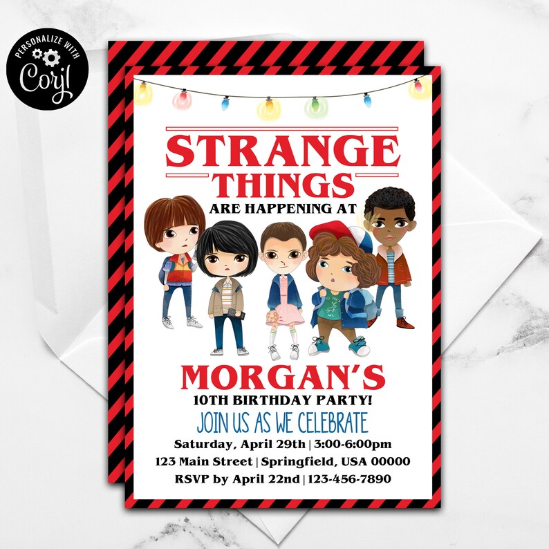 Stranger Kids Invitation, Stranger Party Invitation, Stranger Birthday, Strange Birthday image 4