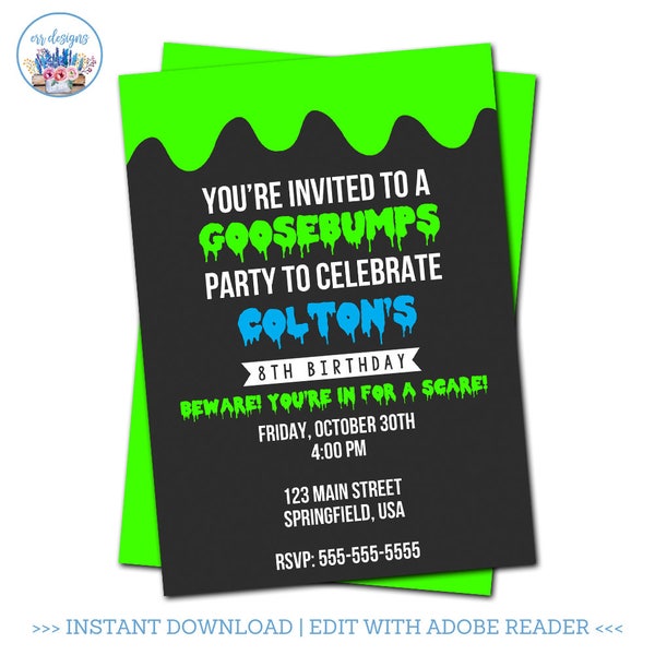 Goosebumps Invitation, Goosebumps Party, Editable Goosebumps Invitation, Goosebumps Birthday Party Invitation