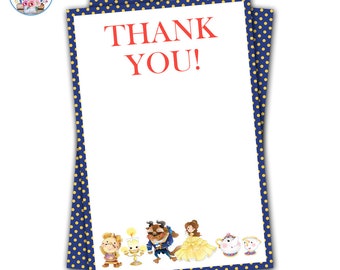 Beauty and the Beast Thank You Note, Beauty and the Beast, Beauty and the Beast Birthday Party