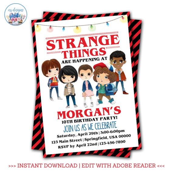 Stranger Kids Invitation Stranger Party Invitation Stranger Etsy