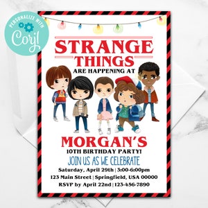 Stranger Kids Invitation, Stranger Party Invitation, Stranger Birthday, Strange Birthday image 1