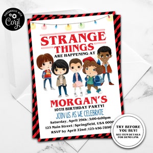 Stranger Kids Invitation, Stranger Party Invitation, Stranger Birthday, Strange Birthday image 2