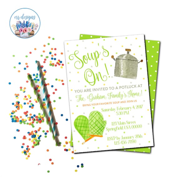 Potluck Invitation Potluck Party Invite Soup Party Etsy