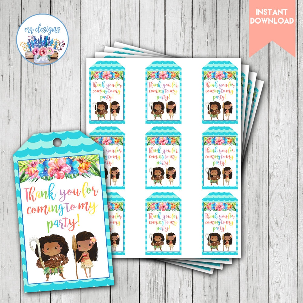 Moana Favor Tags Moana Favors Moana Birthday Moana Party | Etsy