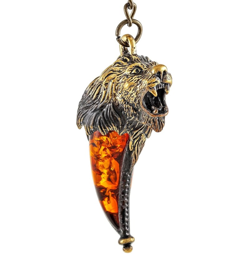 Mens pendant lion jewelry fang pendant for men Leo gift Etsy