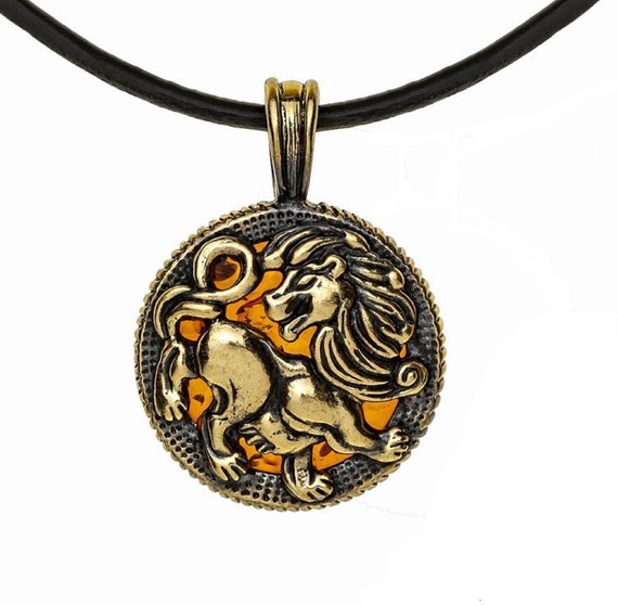 Halskette Löwe Sternzeichen Horoskop Anhänger Bronze Kette Schmuck Geschenk Halskette Löwe Sternzeichen Horoskop Anhänger Bronze Kette Schmuck Geschenk