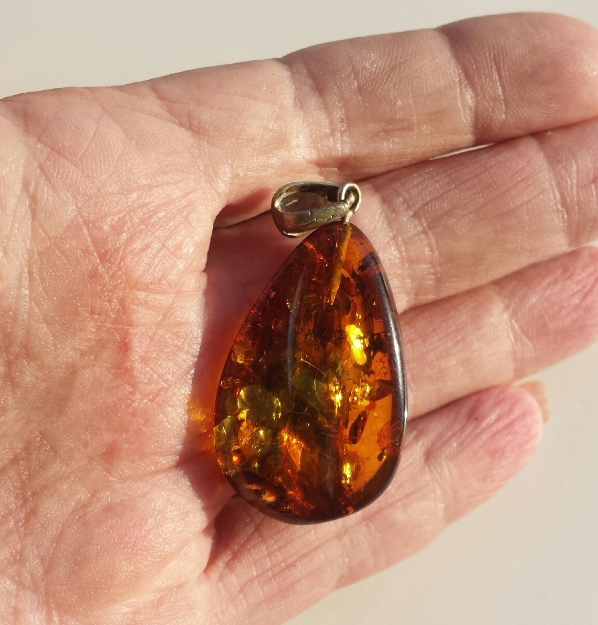 Genuine Amber Pendant Protection Amulet Necklace Baltic Amber Etsy