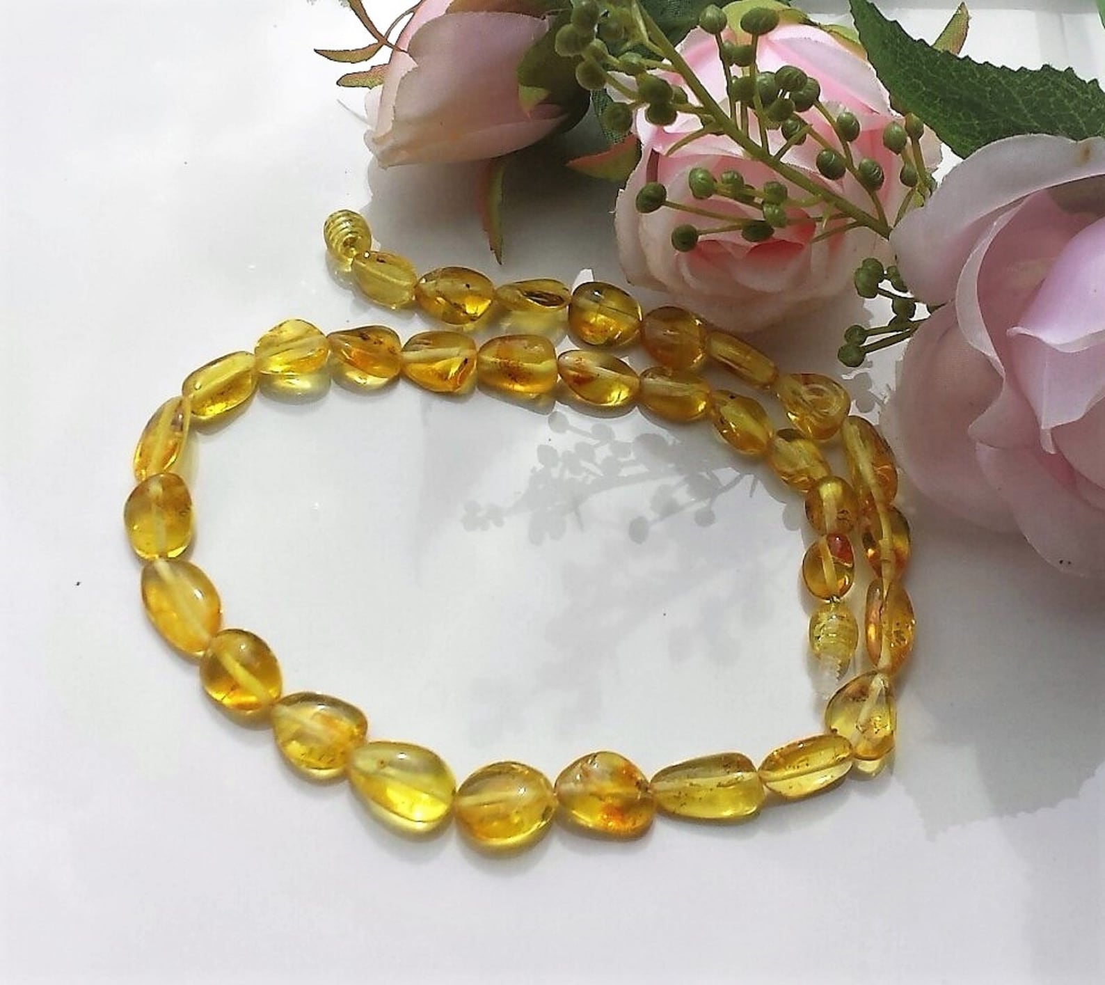Yellow amber necklace Clearance