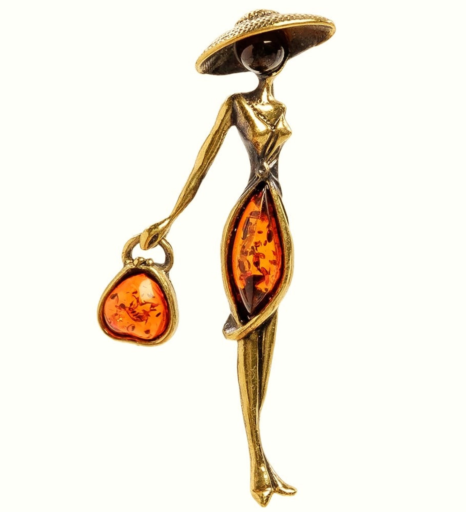 Lady brooch in hat with handbag brooch Elegant Women brooch Etsy