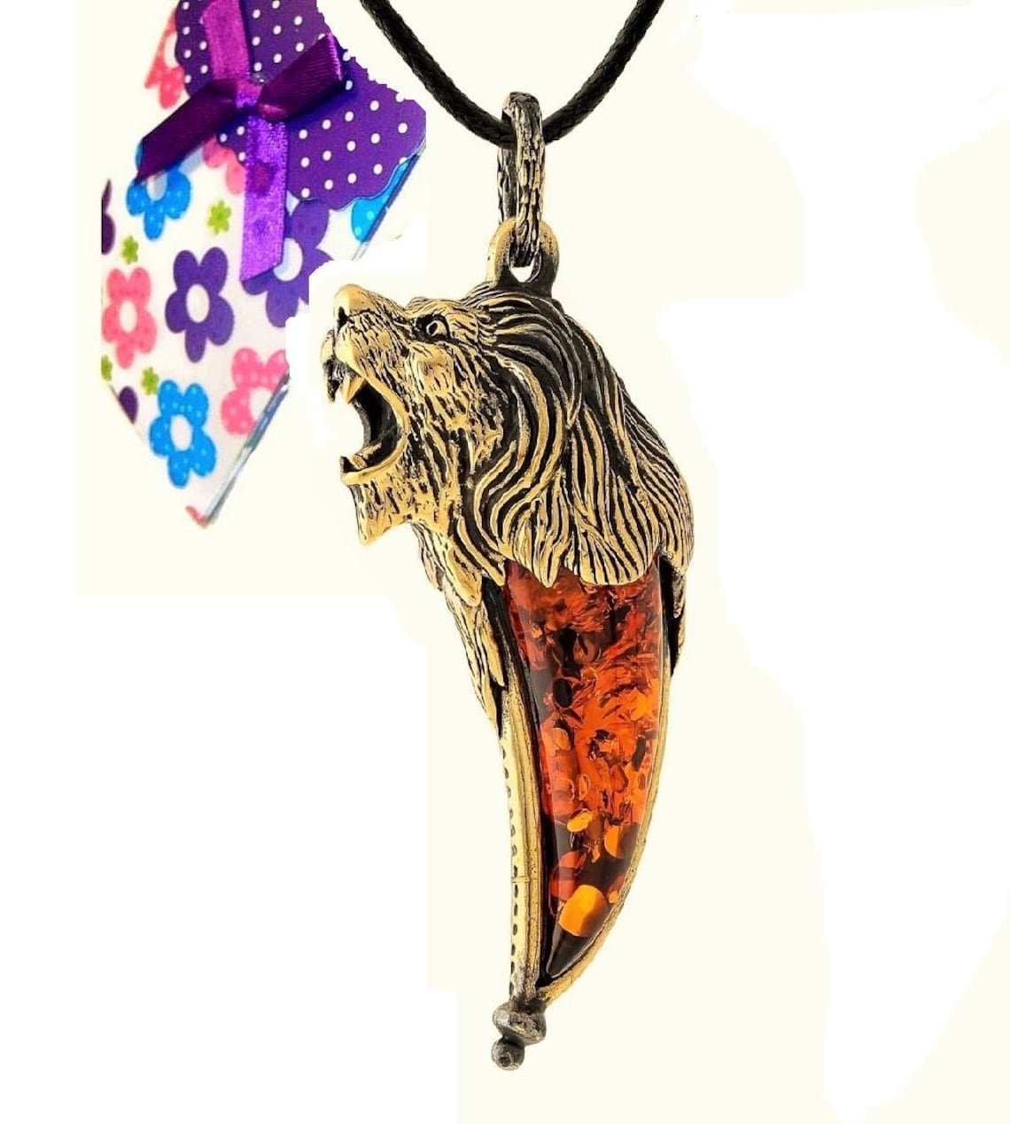 Men's pendant lion jewelry fang pendant for men Leo gift Etsy