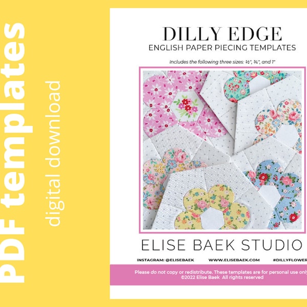 Dilly Edge 1 - Engelse paper piecing - EPP - Papieren sjablonen - 3 formaten - pdf-download