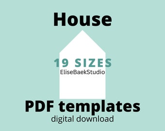 HOUSE - English paper piecing - EPP - Downloadable templates - 19 sizes - PDF download - Digital Download - Instant Download