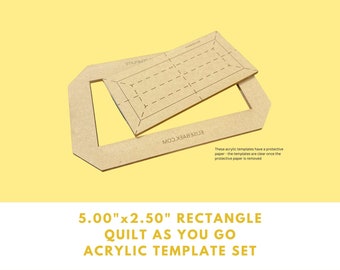 5.00"x2.50" Rectangle Quilt As You Go acrylic template set - acrylic template, QAYG, fussy cutting