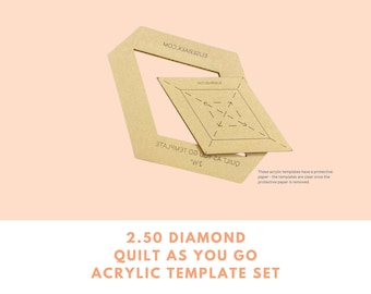 2.50" Diamond Quilt As You Go acrylic template set - acrylic template, QAYG, fussy cutting