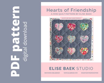 Hearts of Friendship Mini Quilt Pattern -  PDF download