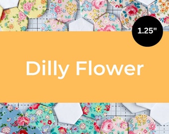 1.25" Dilly Flowers - English paper piecing - EPP - Paper templates