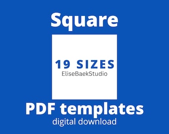 SQUARE - English paper piecing - EPP - Downloadable templates - 19 sizes - PDF download - Digital Download - Instant Download