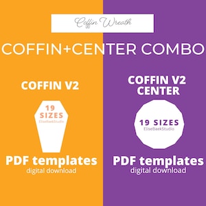 Coffin Wreath EPP Template: Coffin v2 + Center, 19 Sizes (PDF Download)
