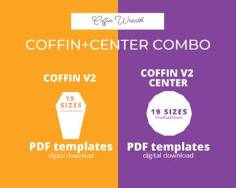 Coffin Wreath EPP Template: Coffin v2 + Center, 19 Sizes (PDF Download)