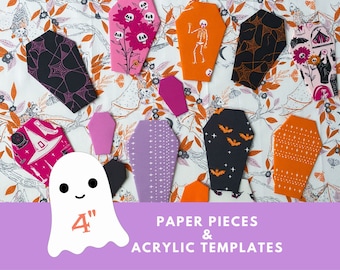 4 inch Coffin Paper Pieces & Acrylic Template: Halloween EPP