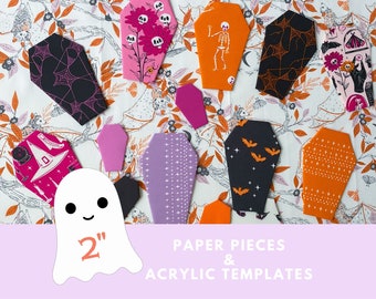 2" Coffin English Paper Piecing Kit: EPP Templates, Halloween Craft
