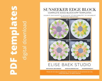 Complete EDGE Block Templates for Sunseeker - EPP Templates V1-V4 - English paper piecing templates - Epp - Paper templates - PDF download