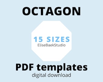 OCTAGON - English paper piecing - EPP - Downloadable templates - 15 sizes - PDF download - Digital Download - Instant Download