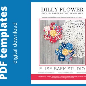 Dilly Flowers 1 - English paper piecing - EPP - Paper templates - 3 sizes - PDF download
