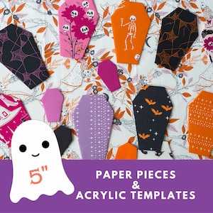 5 inch Coffin English Paper Piecing: Acrylic Template & Paper Pieces