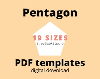 PENTAGON - English paper piecing - EPP - Downloadable templates - 19 sizes - PDF download - Digital Download - Instant Download