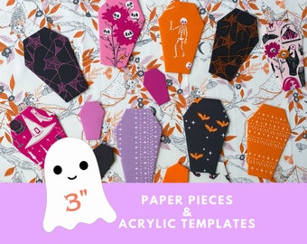 3 inch Coffin Paper Pieces & Acrylic Template: Halloween EPP