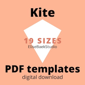 Cerf-volant - Cerf-volant hexagonal - Rassemblement en papier anglais - PPE - Modèles téléchargeables - 19 tailles - Téléchargement PDF - Téléchargement numérique - Téléchargement instantané