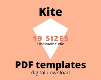 KITE - Hexagon Kite - English paper piecing - EPP - Downloadable templates - 19 sizes - PDF download - Digital Download - Instant Download