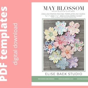 Modelli di carta inglese May Blossoms, fiori EPP, fiori di ciliegio, 3 misure, download PDF