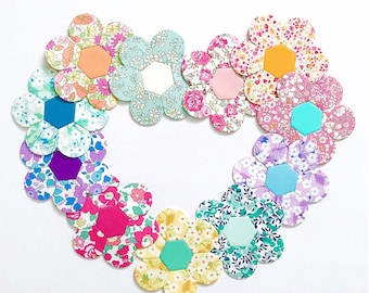 3/4" Dilly Flowers  - English paper piecing - EPP - Paper templates