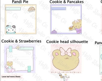 Cookie Bear & Friends Characters 18 loose leaf 3x3 memo sheets | note paper|Journaling Paper|Bujo