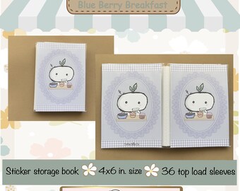 Spring Core Sticker Storage book 4x6 with 36 top loading sleeves|Blueberry Breakfast