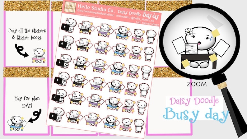 Busy day planner stickers Daisy-Doodle emoti planner stickers image 0