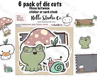 6 Piece die cut set|Journaling Stickers|Card making|Planner Stickers|Coffee Bean Autumn reading die cuts