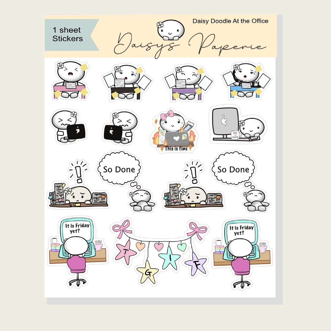 Sticker Sheet Emoti Daisy Doodle Planner and Bullet Journal Stickers ...