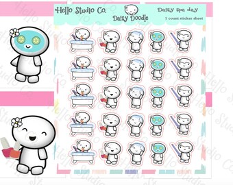 Spa day planner stickers Doodle stickers Emoti Stickers hand drawn stickers