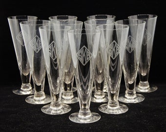 Champagne Flutes Engraved "SKB" Set of 11