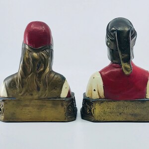 Pair of Armor Bronze Classical Figural Bookends Representing Dante and Beatrice image 2
