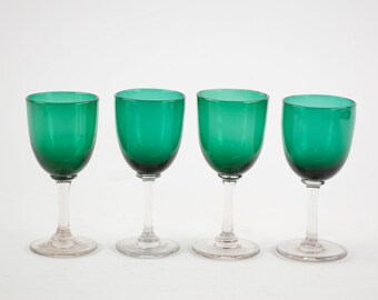 Set of Four Bristol Wine Glasses